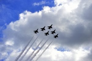 DAYTONA BEACH, FLORIDA - FEBRUARY 16: The Air Force Thunderbirds perform a flyover prior to the NASCAR Cup Series 62nd Annual Daytona 500 at Daytona International Speedway on February 16, 2020 in Daytona Beach, Florida. (Photo by Jared C. Tilton/Getty Images) | Getty Images